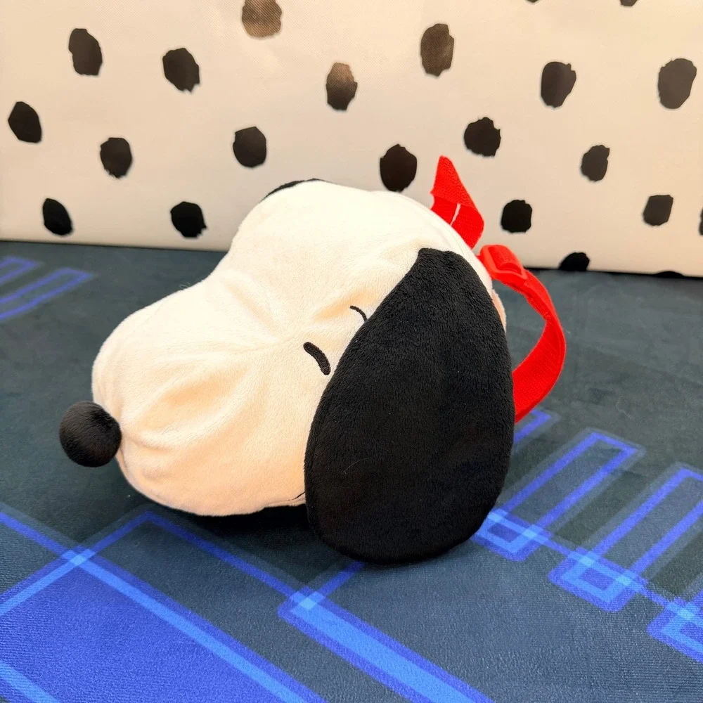 Peanuts Snoopy Plush Backpack Head Shape Red Straps Belt Loops Pouch Bag